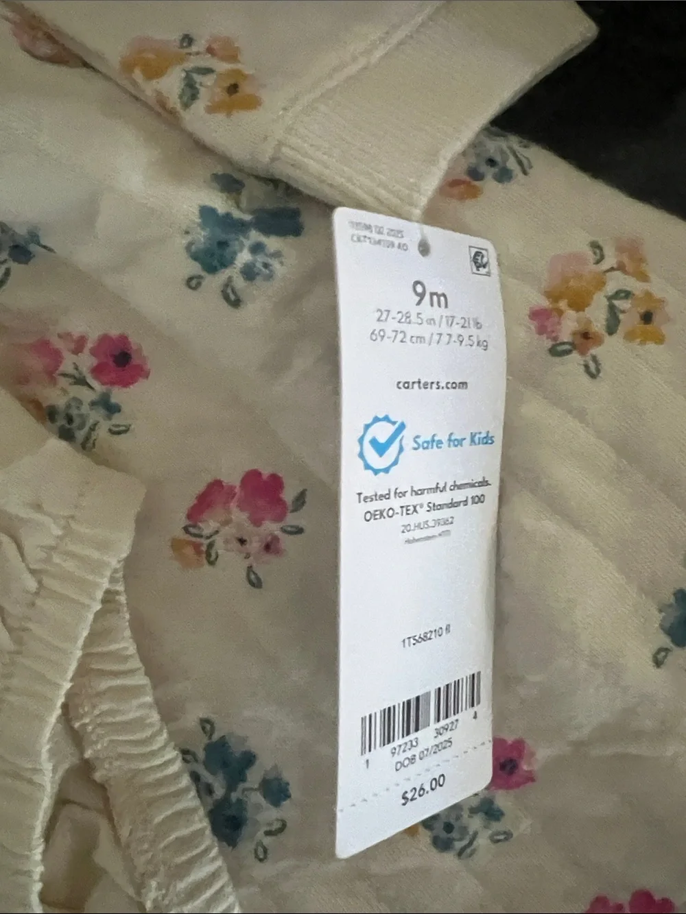 Carter's Cream Floral Long Sleeve Dress with Pink Blue Yellow Accents